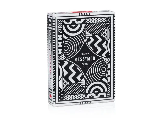 Messymod, short for Messy Modernism, was designed by the Los Angeles-based creative design team TRÜF. The unique back design features quirky and modern patterns and shapes. All of the court cards and jokers are custom