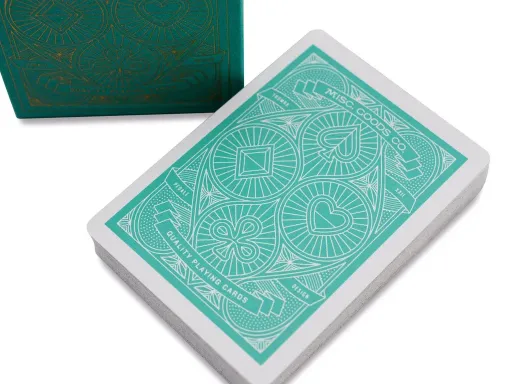 The MGCO decks are completely redesigned decks of playing cards. The art work for the decks has been redone; from the tuck case to every symbol, aces and even the typography used on the cards.