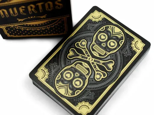 Designed by Steve Minty and produced by USPCC, the Muertos Night is inspired by the famous Day-of-the-Dead Mexican celebration. An original celebration of life and death, the deck was crowdfunded on Kickstarter. The design of