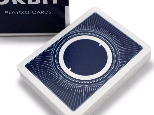 Designed by Alex Romanowsky and created by Chris Brown, the Orbit Deck was crowdfunded on Kickstarter. The back design consists of bold lines and a strong center circle that create a strong visual impact and