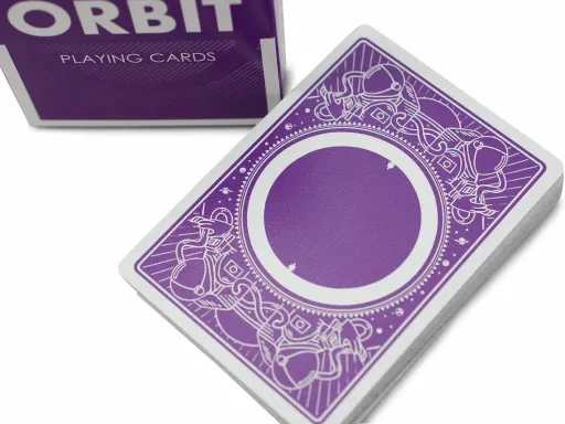 The third deck in Chris Brown's wildly popular Orbit line, Orbit V3 continues its predecessors' tradition of elegant design that joins both the magician and cardist communities. The cards are printed on thin, crushed stock