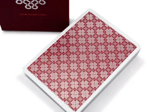 The same Mint design and features printed with a rich red. The card stock for the Raspberry Mint is crushed extra thin so that the cards are especially flexible and snappy.