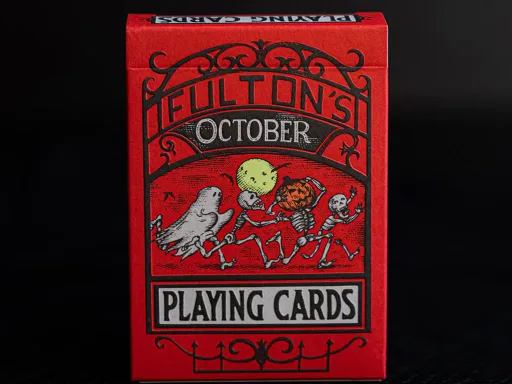 Fultons October Playing Cards are amongst the most rare and sought after Halloween themed playing cards. For 2023 Brad Fulton twisted the traditional Halloween deck of playing cards with a Christmas touch.The Red Fultons October