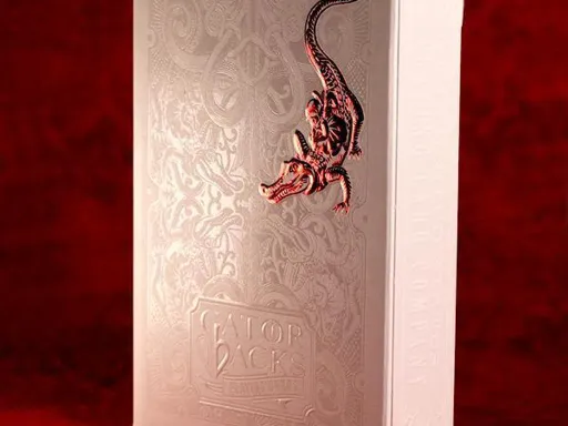 David Blaine presents to you the Red Metallic edition of the world renowned Gatorback series.Printed by the USPCC, the embossed tuck box features intricate details in Red and White foil. The classic Gatorback back design