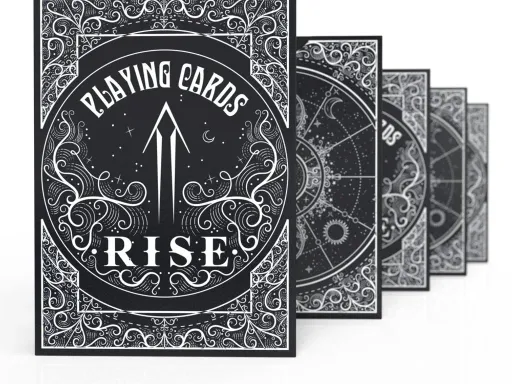 The Rise Magic YouTube Channel presents Rise Playing Cards! This deck features a gorgeous navy blue back design with intricate details of the starry night sky. The design is captivating when still and in motion,