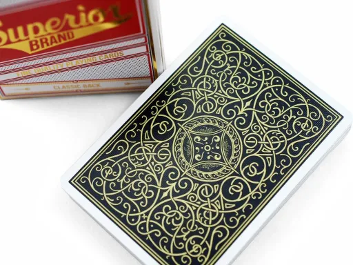 Robusto - probably the most resilient paper cards ever produced! Tuck design by Jackson Robinson!Robusto Classic features a gold and black back design with a white box. Expert Playing Card Co. is extremely proud to