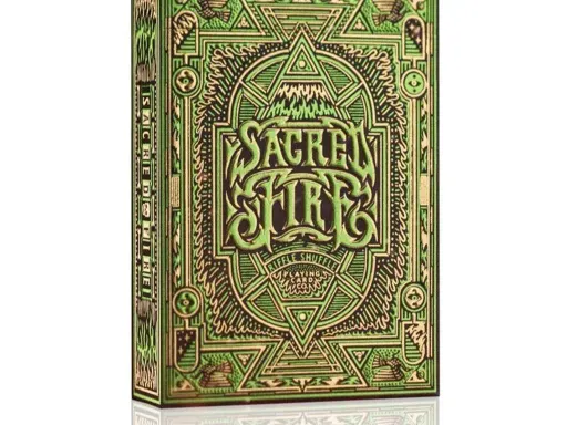 Riffle Shuffle playing cards and tuck boxes are one of the most detailed playing cards and the Sacred Fire Playing Cards are truly exceptional and unique playing cards. The tuck boxes of the Emerald Fire