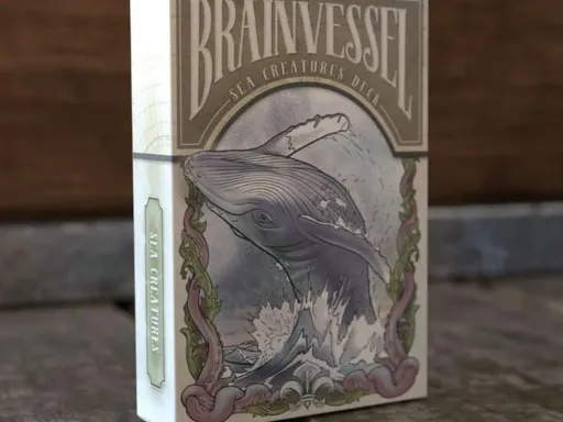 BrainVessel has created many beautiful playing cards and the latest version of the Sea Creature Deck is filled with colorful illustrations across all court cards.This Sea Creatures Playing Card Deck is different from the earlier