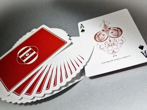 Smoke & Mirrors Playing Cards V7 - ROUGE Rouge edition of Smoke and Mirrors Playing Cards V7 by Si Scott, with embossed typography on Aristocrat paper for elegance.