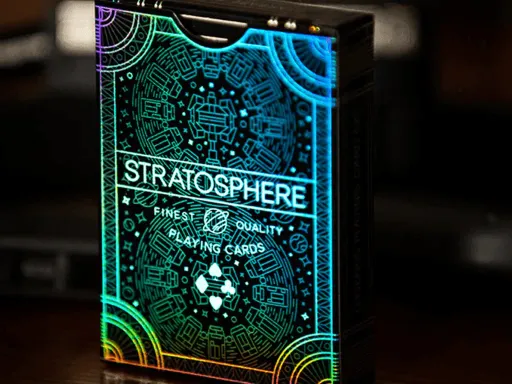 Limited to 600 Stratosphere Playing Card decks only!The limited edition Stratosphere Playing Cards by Legends Playing Card company feature ULTRA BLACK™ which is an all-new dyed black paper for playing cards.Stratosphere with ULTRA BLACK™ playing