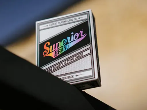 The latest edition of the Superior series has finally arrived! Superior Rainbow Playing Cards feature a rainbow cold foil back design and tuck box. The glimmering back design is perfect for Cardistry, Magic, and standing