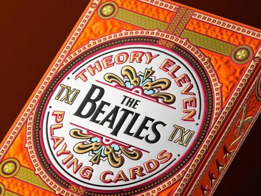 Theory11 playing cards has produced four premium playing cards in collaboration with The Beatles.The Beatles playing cards come in 4 different tuck boxes Green, Orange Pink and Blue that feature multi-level embossing and foiled color