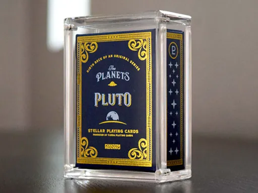 The Planets series by Vanda represents the planets in our solar system. The ninth deck in this series is Pluto featuring a gorgeous holographic design with Vanda's unique court cards. Designed by Srdjan Vidakovic, the