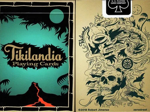 Designed by artist Robert Jimenez, Tikilandia playing cards feature 52 Polynesian-themed face that will amaze you. The tuck box has a gorgeous depiction of lava flowing from a volcano. Tikilandia will be amazing for anyone's