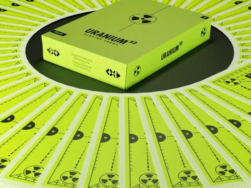 Uranium 52 is a custom-designed 56 card deck of playing cards that is a part of the 52 playing card series. The backs of the cards feature a bespoke design inspired by the "Indian-head test