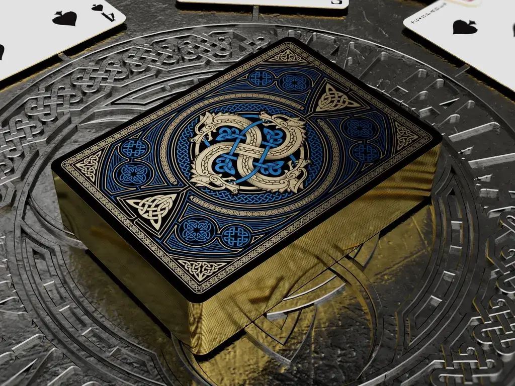 Valhalla Viking Sapphire Playing Cards - Gilded 1