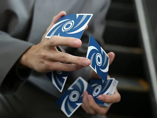 Ventus Playing Cards were designed specifically for card flourishing. The semi-borderless back design resembles a vortex and produces gorgeous fans. The embossed tuck box has a nice matte finish with silver foil.Printed in Taiwan on