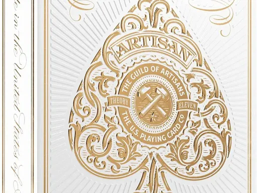 These decks have seals from 2015!Illustrated by Simon Frouws and designed by Theory11, the White Artisan deck boasts gold foil hot stamped on ultra-lux white paper. With a clean and beautiful design, the deck is